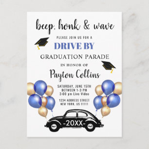 Grappige Klasse van 2024 DRIVE BY Graduation Party Briefkaart