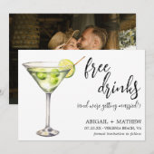 Grappige klassieke Martini-cocktailfoto bruiloft Save The Date (Voorkant / Achterkant)