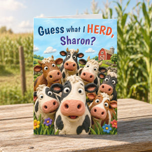 Grappige Klei Stijl Koe Kudde Boerderij Puns Verja Kaart