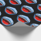 Grappige kleine haai witte scherpe tanden cadeaupapier (Hoek)