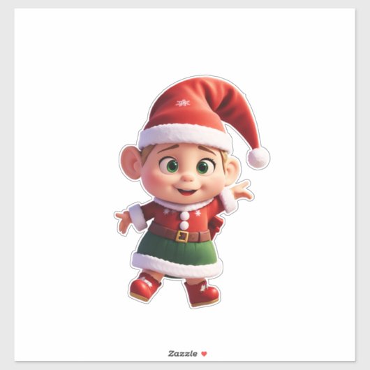 Grappige kleine Kerstman Sticker (Vel)