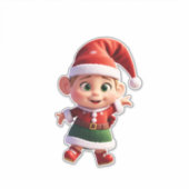 Grappige kleine Kerstman Sticker (Voorkant)