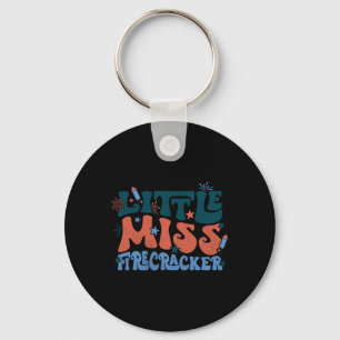Grappige Kleine Miss Vuurwerk Patriottische 4e Jul Sleutelhanger