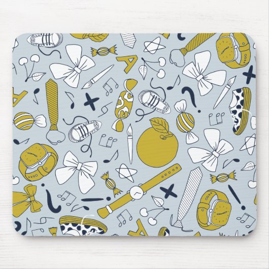 Grappige kleine school dingen verspreid over muismat (Voorkant)