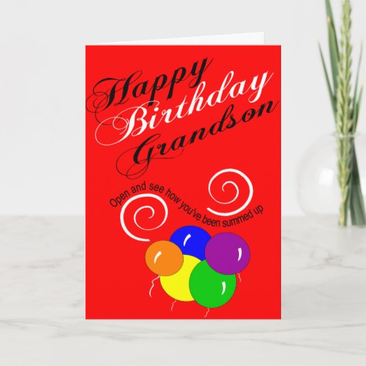 Grappige kleinzoon Gelukkige Verjaardag Wens Kaart (Voorkant)