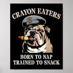 Grappige kleurpotloodeters geboren om snacks te du poster