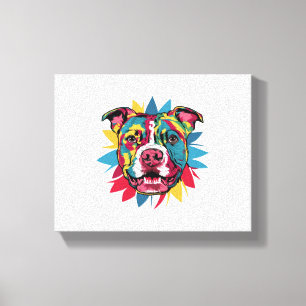 Grappige kleurrijke hond pitbull canvas afdruk