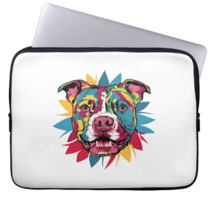 Grappige kleurrijke hond pitbull laptop sleeve