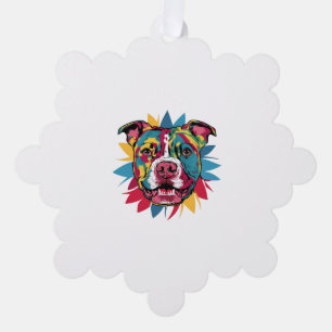 Grappige kleurrijke hond pitbull ornament kaart