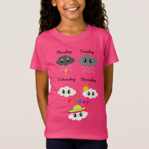 Grappige Kleurrijke Kawaii Wolken Grafische Cartoo T-shirt