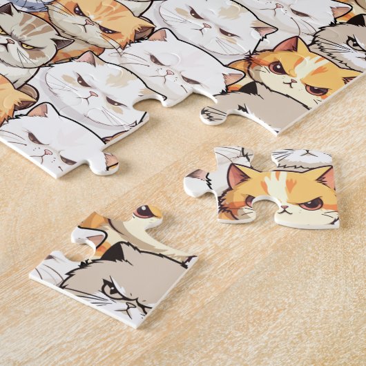 Grappige Kleurrijke Moody Cats Kitten huisdier Pat Legpuzzel (Zijkant)