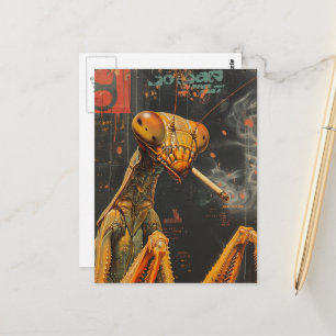 Grappige Kleurrijke Rokkende bidsprinkhaan Surreal Briefkaart