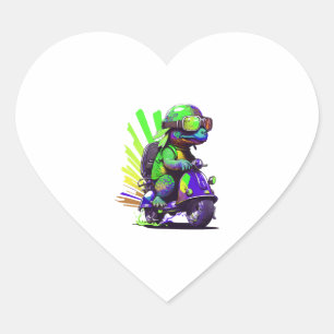 Grappige kleurrijke schildpad op een scooter kopie hart sticker