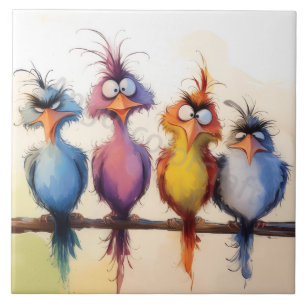Grappige kleurrijke vogels tegeltje