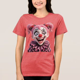 Grappige Knipogende Clown Meisje Pixar Halloween T Tri-Blend Shirt