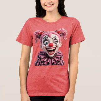 Grappige Knipogende Clown Meisje Pixar Halloween T Tri-Blend Shirt