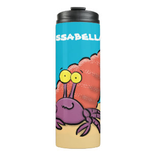 Grappige knuffige paarse cartoon heremietkreeft thermosbeker