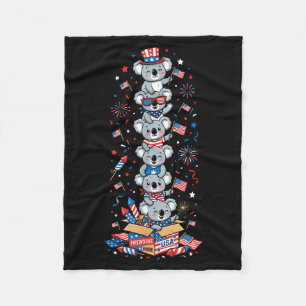 Grappige Koala Amerikaanse Vlag Gedenkdag 4 juli Fleece Deken