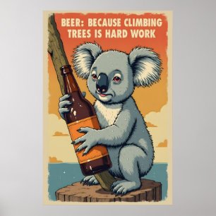 Grappige Koala Beer Art - Het beklimmen van bomen  Poster