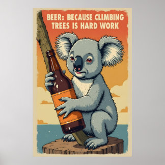 Grappige Koala Beer Art - Het beklimmen van bomen Poster