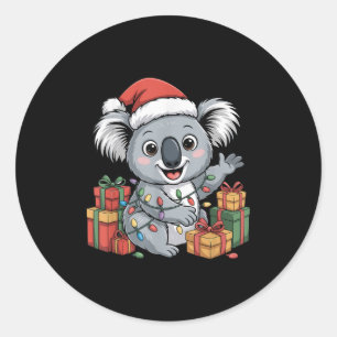 Grappige Koala Kerstman Hoed Dieren Liefhebbers Le Ronde Sticker