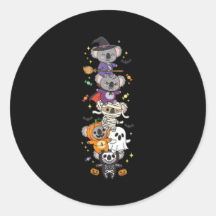 Grappige Koala Witch Vamre Ghost Halloween Kinder Ronde Sticker