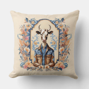 Grappige Koe Art Dapper Old Wild West Cowboy Kussen