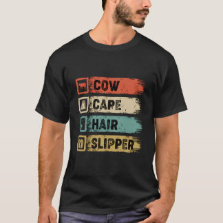 Grappige Koe Cape Hair Slipper Musical Theatre Hum T-shirt