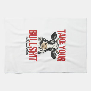 Grappige Koe Elders Vintage Shirt Ontwerp_ Theedoek