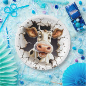 Grappige koe gezicht land picknick boerderijdieren papieren bordje (Feest)