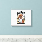 Grappige Koe Halloween Canvas Afdruk (Insitu (Houten vloer))