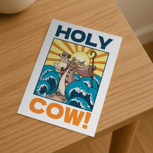 Grappige Koe Heilige Koe! Visuele Woordspeling Die Briefkaart