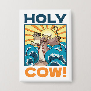 Grappige Koe Heilige Koe! Visuele Woordspeling Die Button