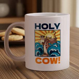 Grappige Koe Heilige Koe! Visuele Woordspeling Die Extra Grote Beker
