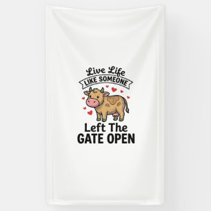 Grappige koe hek open vintage gravure shirt ontwer spandoek