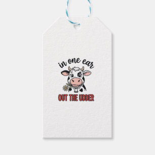 Grappige Koe In Een Oor Uit De Uier Shirt Ontwerp_ Cadeaulabel