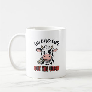 Grappige Koe In Een Oor Uit De Uier Shirt Ontwerp_ Koffiemok