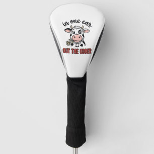 Grappige Koe In Een Oor Uit De Uier T-Shirt Ontwer Golfheadcover