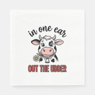 Grappige Koe In Een Oor Uit De Uier T-Shirt Ontwer Servet