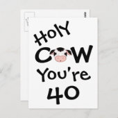 Grappige Koe Je bent 40 jarig Briefkaart (Voorkant / Achterkant)