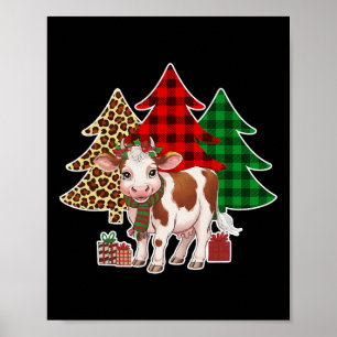 Grappige Koe Kerstboom Xmas Koe Lovers Mannen Vrou Poster