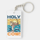 Grappige Koe, Koe! Visual Pun Animal Cartoon Sleutelhanger (achterkant)