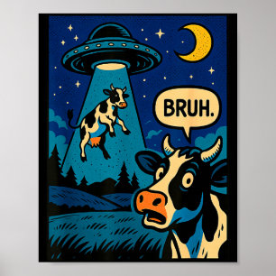 Grappige Koe Meme Ufo Alien Dierenwinkel Jongens M Poster