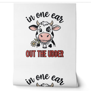 Grappige Koe Met Één Oor Uit De Uier T-Shirt Ontwe Behang