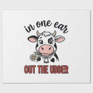 Grappige Koe Met Één Oor Uit De Uier T-Shirt Ontwe Cadeaupapier