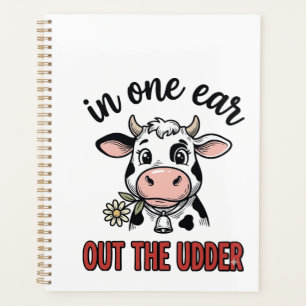 Grappige Koe Met Één Oor Uit De Uier T-Shirt Ontwe Planner