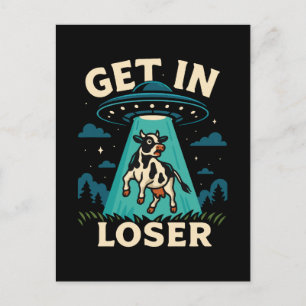 Grappige Koe ontvoering door ufo Feestdagenkaart
