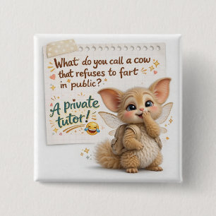Grappige Koe Papa Grap Vierkante Button 5,1 Cm
