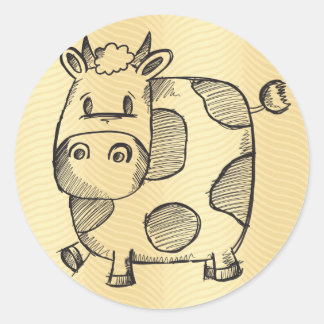 Grappige Koe schets Ronde Sticker