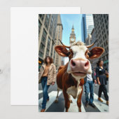Grappige Koe Selfie op een drukke straat Kaart (Voorkant / Achterkant)